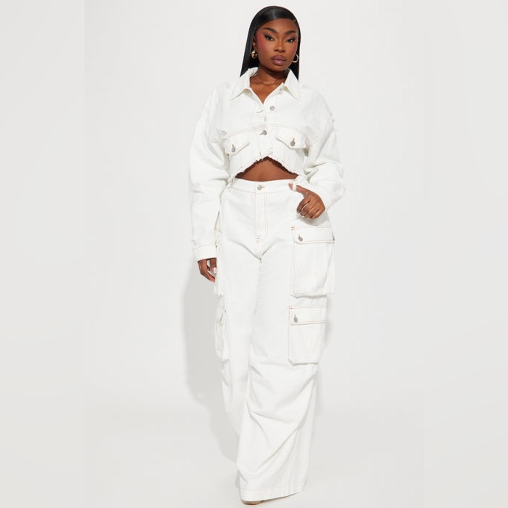 Just Between Us Denim Pant & Top Set - White